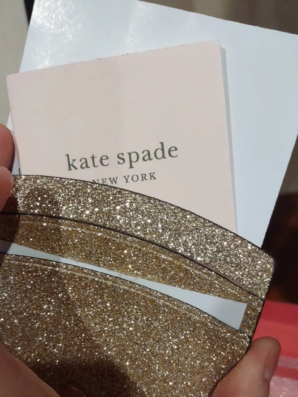 Kate Spade Gold Glitter Credit Card Holder New In box